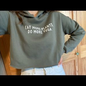 “eat more plants, do more yoga” cropped hoodie